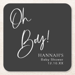 Black Gotham & Moody Oh Boy Baby Shower Underlägg Papper Kvadrat