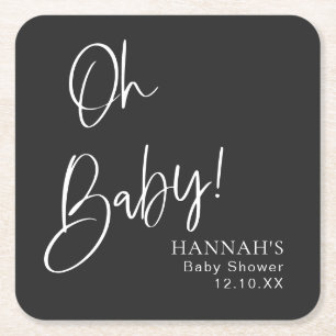Black Gothic and Moody Halloween Baby Shower Underlägg Papper Kvadrat