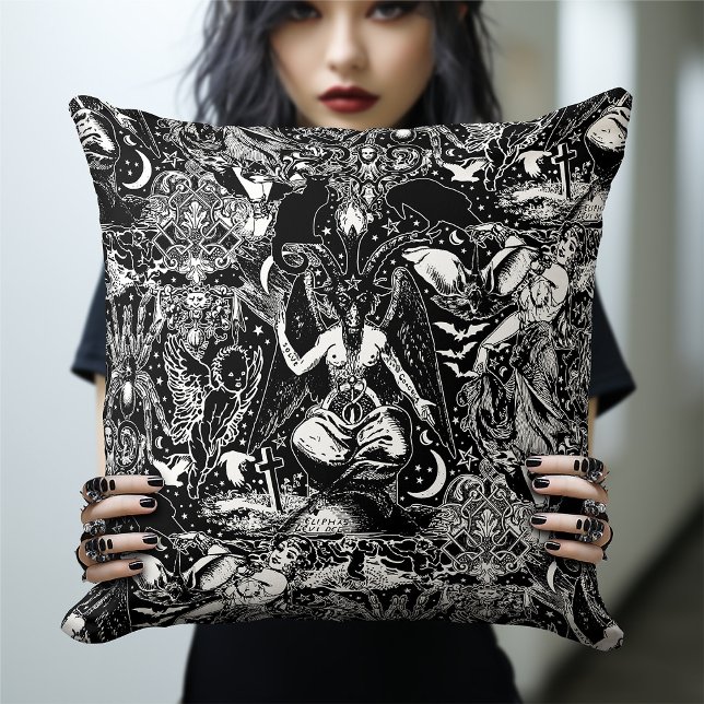 Black Gothic Baphomet Witchcraft Mörk Occult Decor Kudde (Skapare uppladdad)
