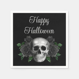 Black Gothic Black Floral Skull Halloween Pappersservett