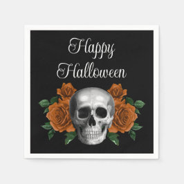 Black Gothic Blommigt Skull Halloween Pappersservett