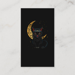 Black Gothic Cat Crescent Wicca Goth Kitten Visitkort