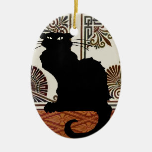 Black Gothic Cat Julgransprydnad Keramik