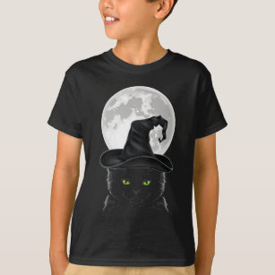 Black Gothic Cat Witch Hat Måne Pastel Goth T Shirt