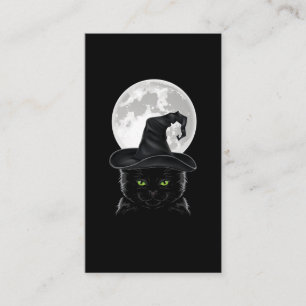 Black Gothic Cat Witch Hat Måne Pastel Goth Visitkort