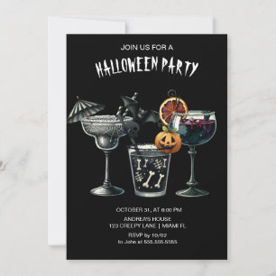 Black Gothic Cocktails Halloween Inbjudningar