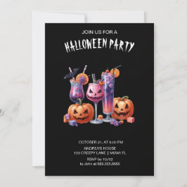 Black Gothic Cocktails Halloween Inbjudningar