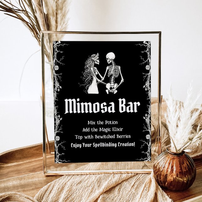 Black Gothic Halloween Skeleton Mimosa Pub Sign Poster (Skapare uppladdad)
