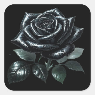 Black Gothic Rose Fyrkantigt Klistermärke