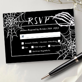 Black Gothic Skeleton Elegant HallobröllopsOSA OSA Kort