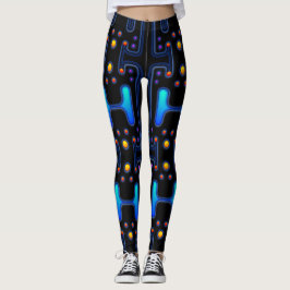 Black Gothic Space Girl Mechanical Android Robot Leggings