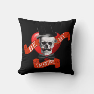 Black Gothic steampunk skalle valentines day Kudde