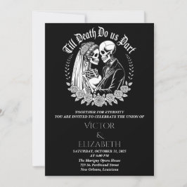 Black Gothic Till Döds Do US Part Bröllop Inbjudningar