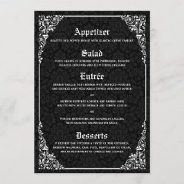Black Gothic Victorian Damask Wedding Menus Meny