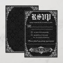 Black Gothic Victorian Damask Wedding OSA kort