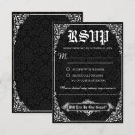Black Gothic Victorian Damask Wedding OSA kort