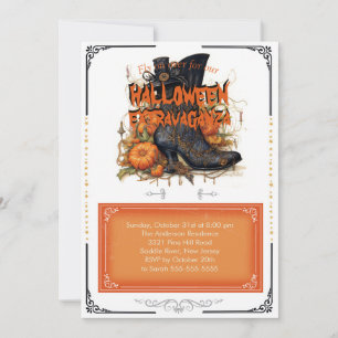 Black Gothic Witch Halloween Boots Inbjudningar