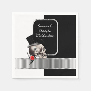 Black gothys groom skalle bröllop pappersservett