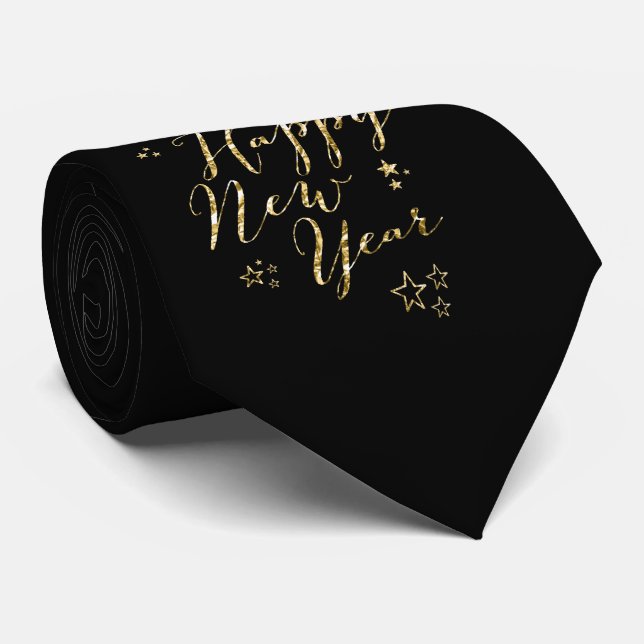 Black Gott nytt år Tie Gold Foil Slips (Rullad)