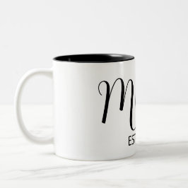 Black Graceful Big Script Established New Mom Gift Två-Tonad Mugg