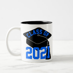 Black Grad Cap Blue Class of 2024 Två-Tonad Mugg