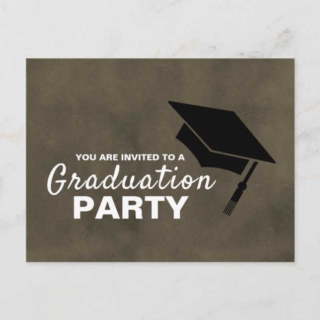 Black Grad Cap, inbjudan till Studentfest Vykort (Framsida)
