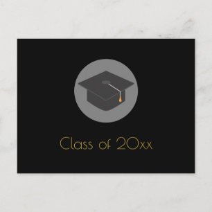 Black Grad Cap-klass för 20xx-Studentfest Inbjudan Vykort