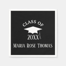 Black Grad Cap & Löv Papper Napkins