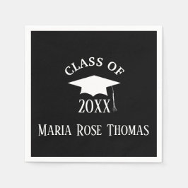 Black Grad Cap & Löv Papper Napkins Pappersservett
