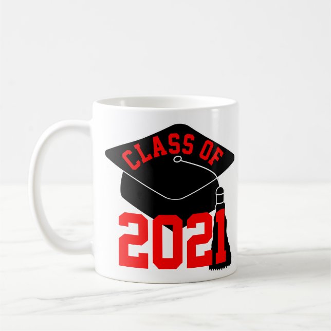 Black Grad Cap Red Class 2024 Kaffemugg (Vänster)