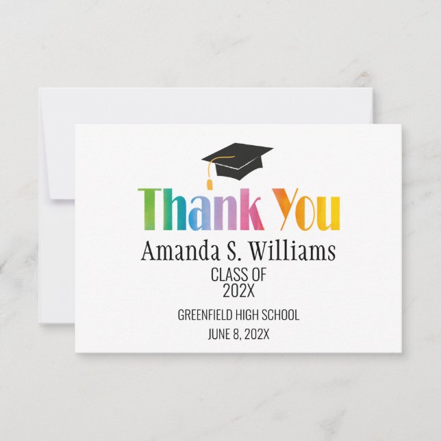 Black Grad Cap Studenten Tack Kort (Framsida)