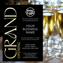 Black Grand Open Business Logotyp Modern