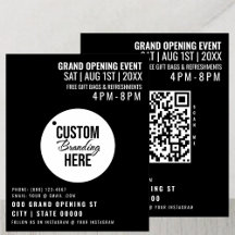 Black Grand Open Flyer Business Logotyp & QR-kod