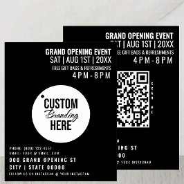 Black Grand Open Flyer Business Logotyp & QR-kod