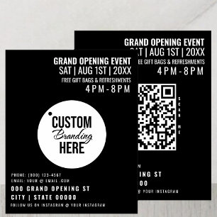 Black Grand Open Flyer Business Logotyp & QR-kod