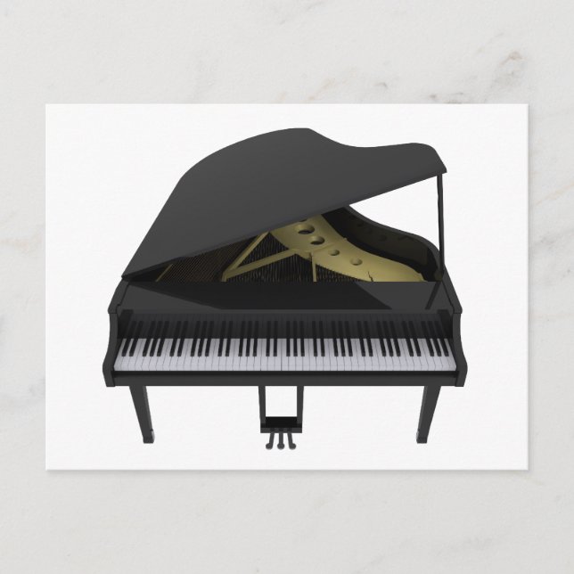 Black Grand Piano: 3D-modell: Vykort (Framsida)