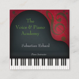 Black Grand Piano Artistic Musician's Fyrkantigt Visitkort