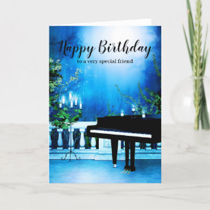 Black Grand Piano Birthday Card Kort