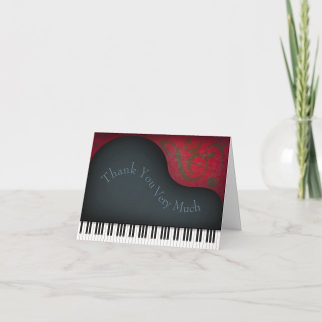 Black Grand Piano Charming Music Tangentbord Anpas Tack Kort (Framsida)