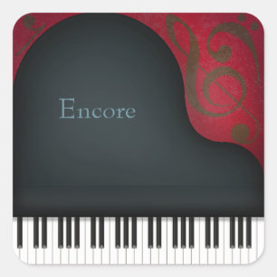 Black Grand Piano Elegant Music Anpassningsbar Fyrkantigt Klistermärke