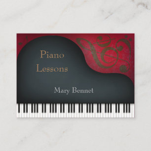 Black Grand Piano Music Professionell & Educator Visitkort
