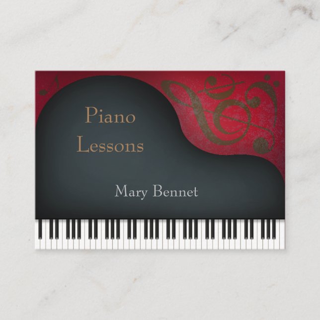 Black Grand Piano Music Professionell & Educator Visitkort (Framsida)