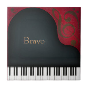 Black Grand Piano Performing Anpassningsbar Music Kakelplatta