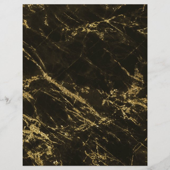 Black Granite Marble Guld Veins 2 Scrapbook Papper (Framsida)
