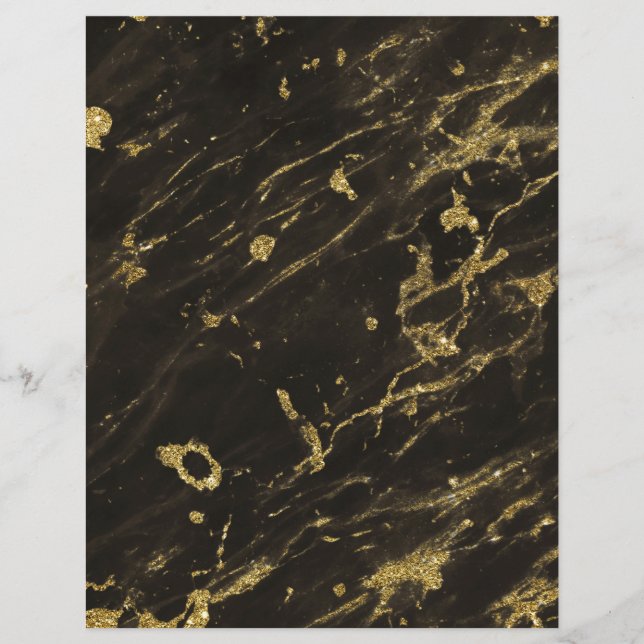 Black Granite Marble Guld Veins 3 Scrapbook Papper (Framsida)