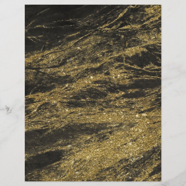 Black Granite Marble Guld Veins Scrapbook Papper (Framsida)
