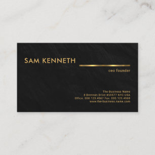 Black Granite Struktur Faux Guld Line Founder CEO Visitkort