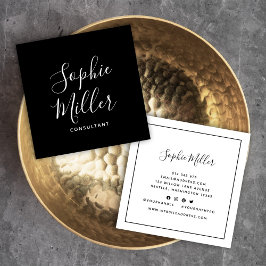 Black Gräns Calligraphy Script Social Media Fyrkantigt Visitkort