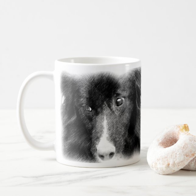 Black Gräns Collie Animal Art Kaffemugg (Med munk)