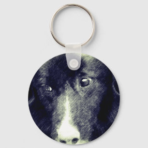 Black Gräns Collie Animal Art Nyckelring